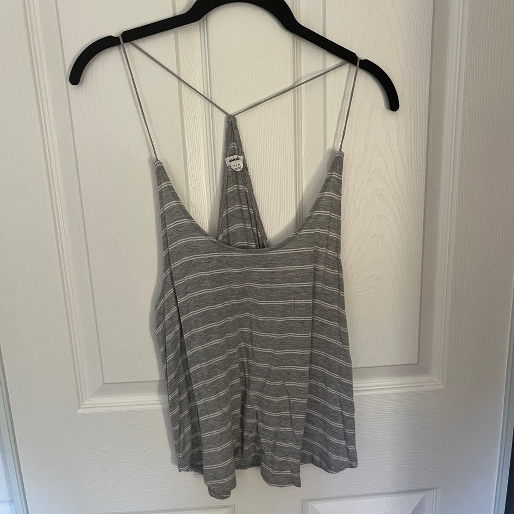 Garage Heather Gray Striped Tank